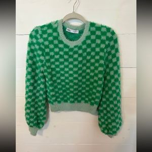 Green Checkered Zara Sweater